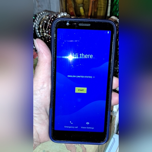 Motorola Smartphone with Vibrant Blue Case